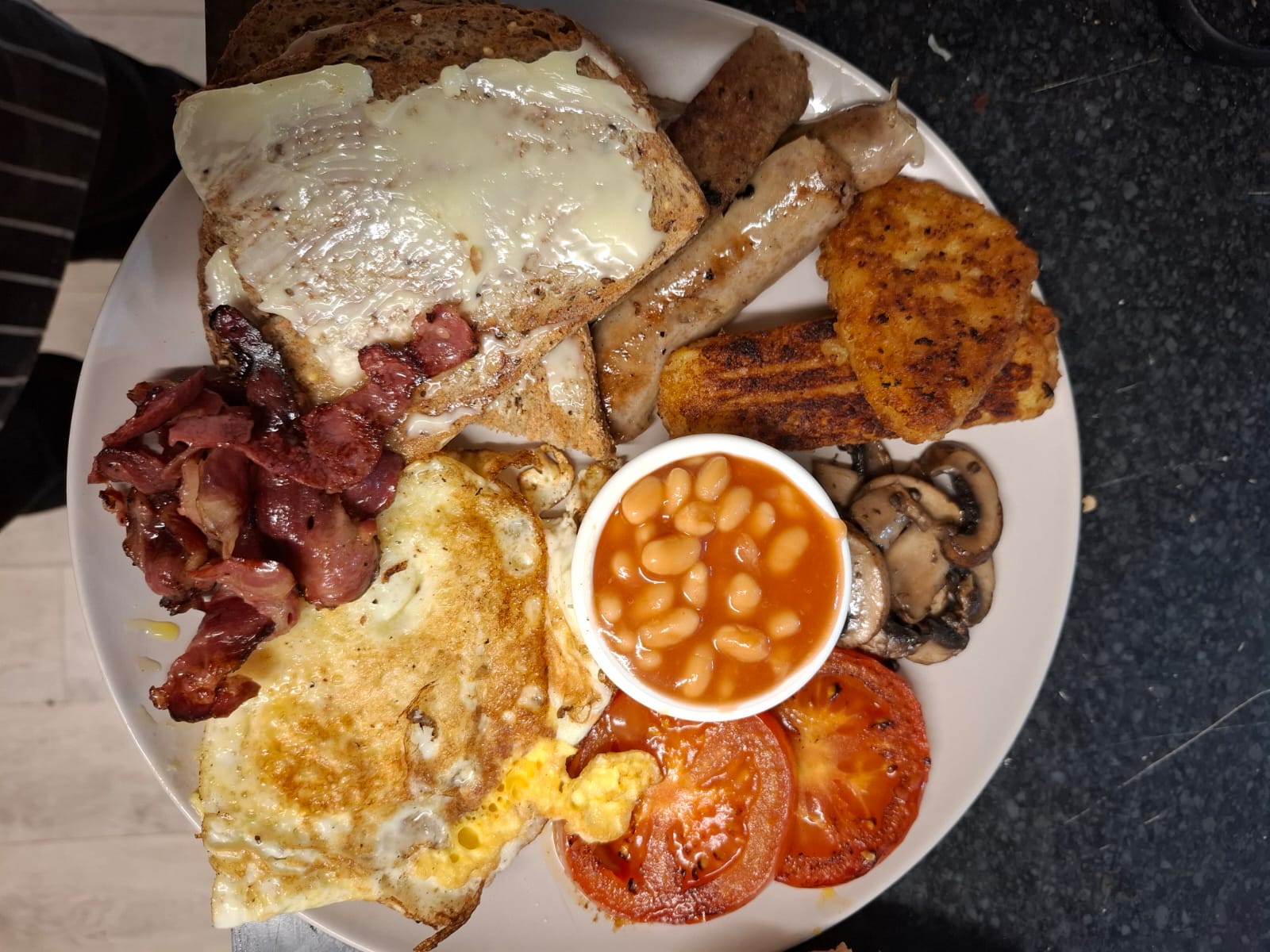 Full English breakfast served at Crookies Bakery cafe Countesthorpe